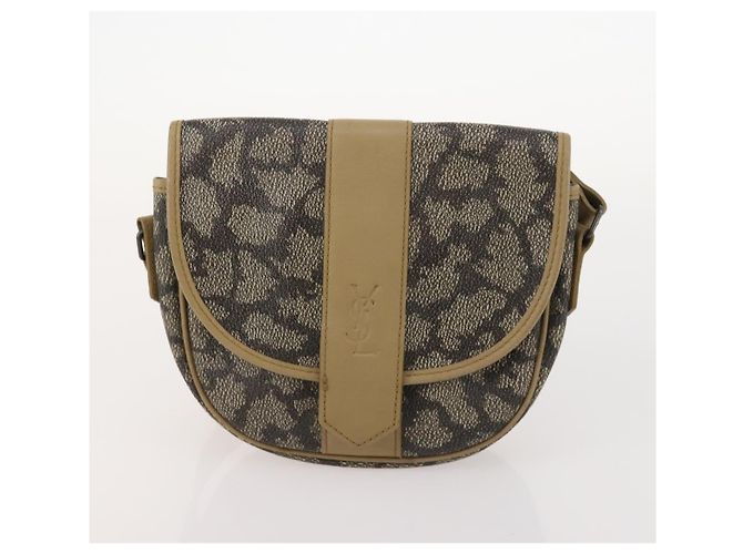 Borsa a Spalla SAINT LAURENT PVC 4 Set Grigio Bianco Auth fm5241 Marrone - vista 14