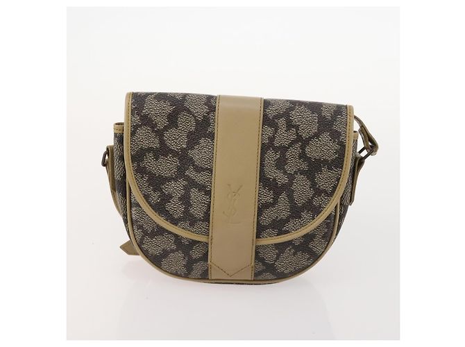 Borsa a Spalla SAINT LAURENT PVC 4 Set Grigio Bianco Auth fm5241 Marrone - vista 20
