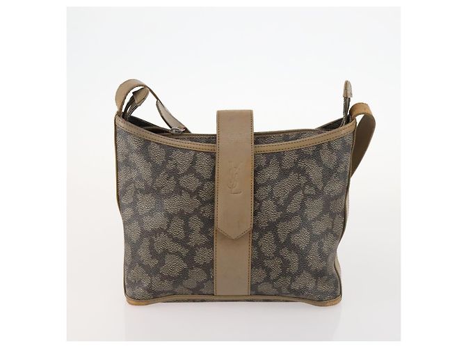 Borsa a Spalla SAINT LAURENT PVC 4 Set Grigio Bianco Auth fm5241 Marrone - vista 8