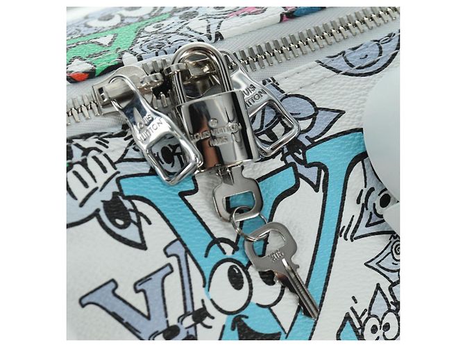 LOUIS VUITTON Borsa Keepall Bandoulière 50 Monogram Comics M21863 Auth LNZ784SM Bianco - vista 10