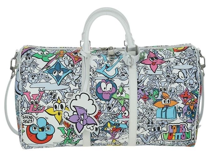 LOUIS VUITTON Borsa Keepall Bandoulière 50 Monogram Comics M21863 Auth LNZ784SM Bianco - vista 13