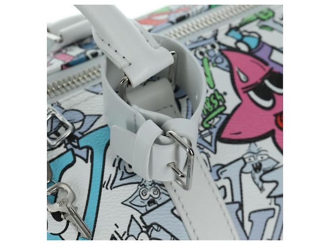 LOUIS VUITTON Borsa Keepall Bandoulière 50 Monogram Comics M21863 Auth LNZ784SM Bianco - vista 23