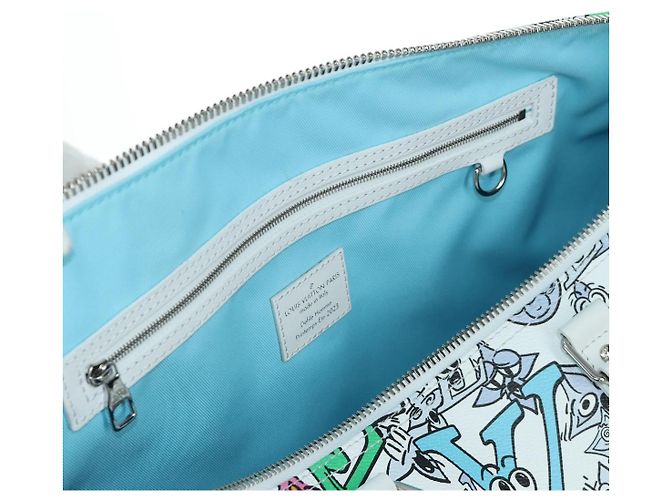 LOUIS VUITTON Borsa Keepall Bandoulière 50 Monogram Comics M21863 Auth LNZ784SM Bianco - vista 27