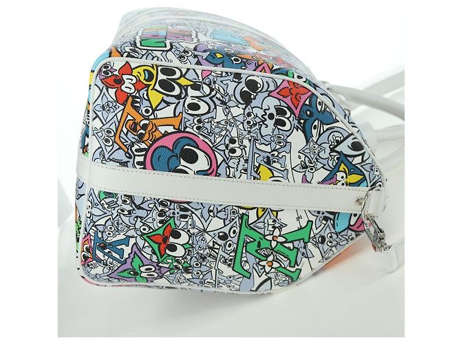 LOUIS VUITTON Borsa Keepall Bandoulière 50 Monogram Comics M21863 Auth LNZ784SM Bianco - vista 3