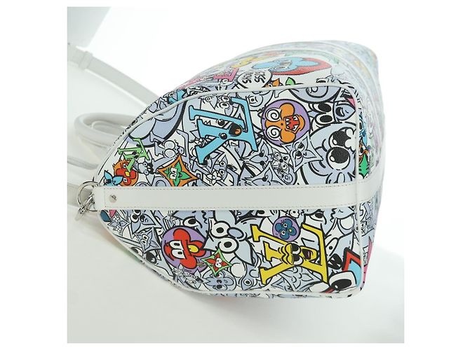LOUIS VUITTON Borsa Keepall Bandoulière 50 Monogram Comics M21863 Auth LNZ784SM Bianco - vista 4