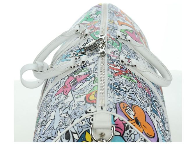 LOUIS VUITTON Borsa Keepall Bandoulière 50 Monogram Comics M21863 Auth LNZ784SM Bianco - vista 6