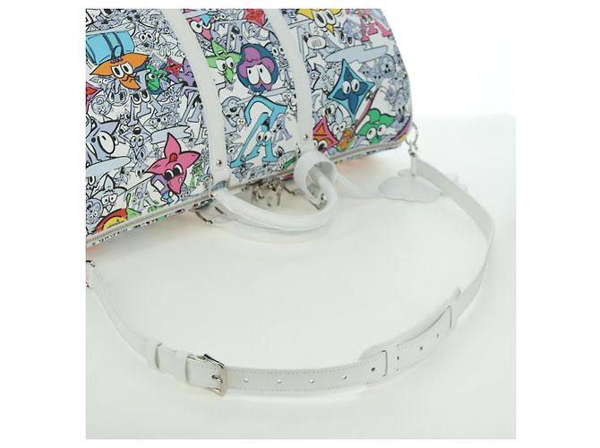 LOUIS VUITTON Borsa Keepall Bandoulière 50 Monogram Comics M21863 Auth LNZ784SM Bianco - vista 8