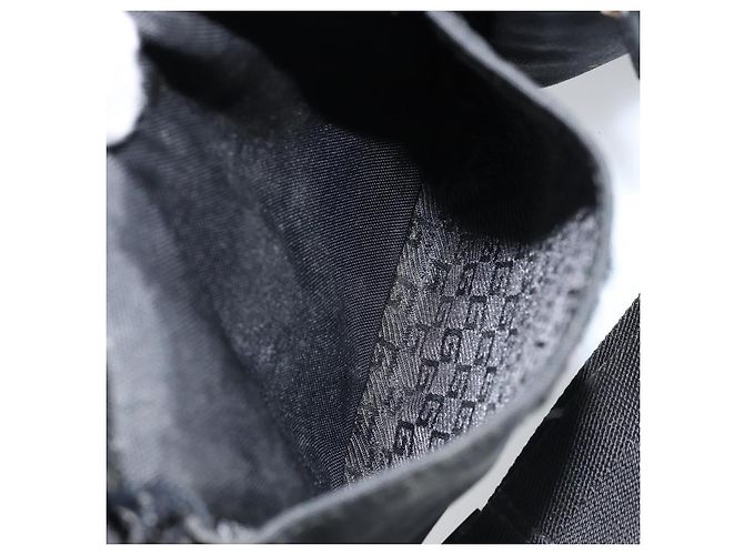 Borsa a vita GUCCI in nylon nero argento 28566 Auth 174041 - vista 11