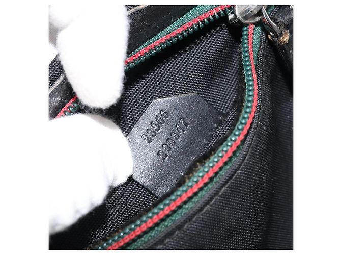 Borsa a vita GUCCI in nylon nero argento 28566 Auth 174041 - vista 12