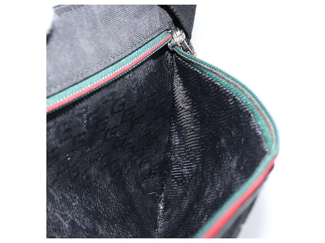 Borsa a vita GUCCI in nylon nero argento 28566 Auth 174041 - vista 19
