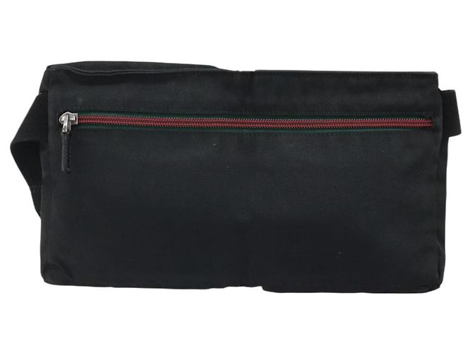 Borsa a vita GUCCI in nylon nero argento 28566 Auth 174041 - vista 2