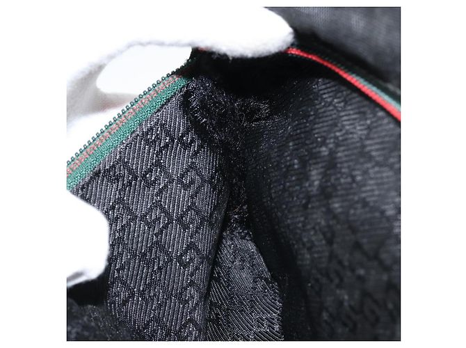 Borsa a vita GUCCI in nylon nero argento 28566 Auth 174041 - vista 20