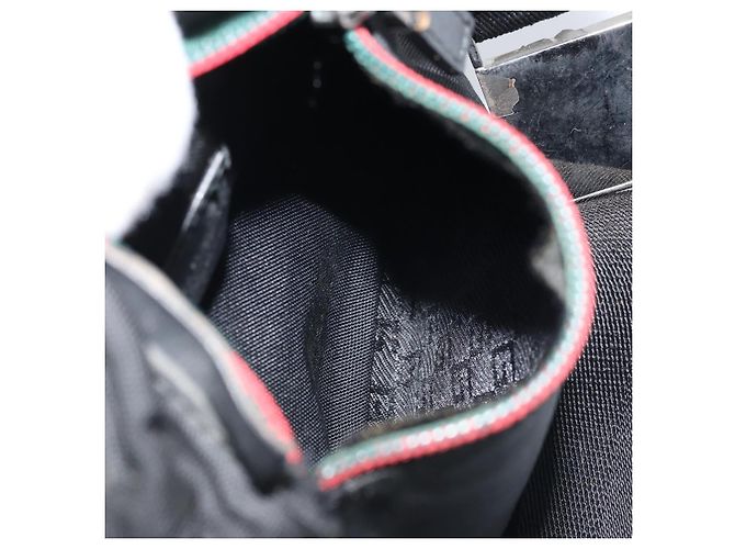 Borsa a vita GUCCI in nylon nero argento 28566 Auth 174041 - vista 24