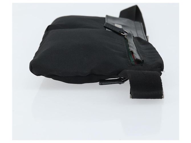 Borsa a vita GUCCI in nylon nero argento 28566 Auth 174041 - vista 3