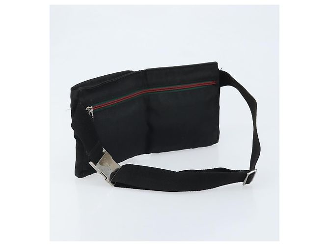 Borsa a vita GUCCI in nylon nero argento 28566 Auth 174041 - vista 7