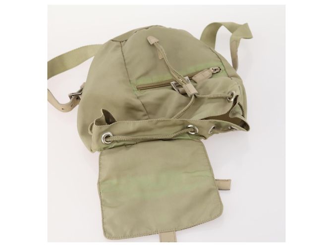 PRADA Backpack Nylon Beige Silver Auth bs33449 Silvery - view 10