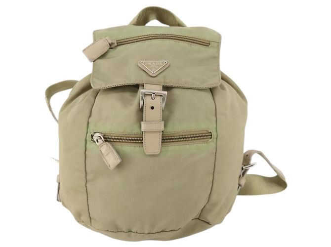 PRADA Backpack Nylon Beige Silver Auth bs33449 Silvery - view 13