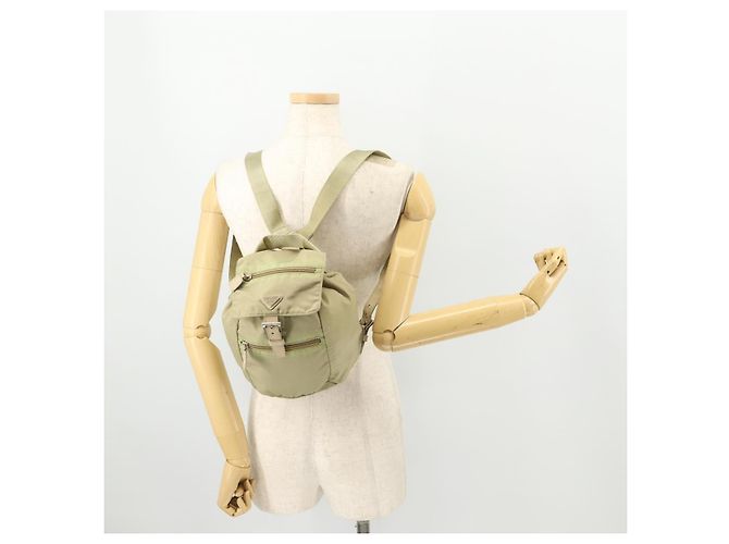 PRADA Backpack Nylon Beige Silver Auth bs33449 Silvery - view 27
