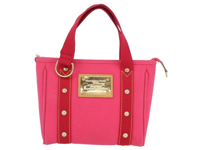 LOUIS VUITTON Antigua Cabas PM Borsa a Mano Rosso Rosa M40088 LV Auth ARZ084 - vista 13