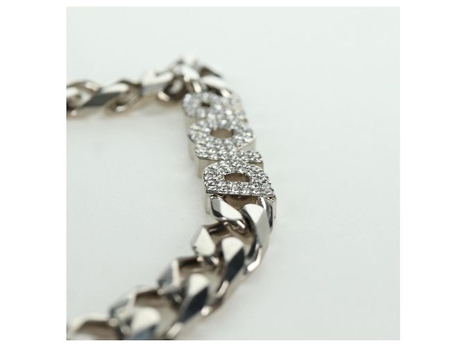 Collana in metallo corsivo Christian Dior Argento Auth LNZ749M - vista 13