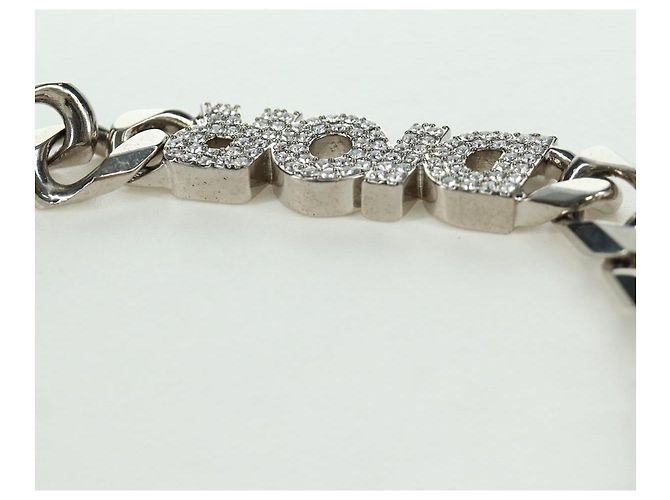 Collana in metallo corsivo Christian Dior Argento Auth LNZ749M - vista 14
