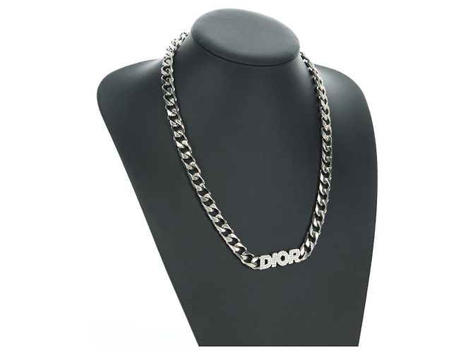 Collana in metallo corsivo Christian Dior Argento Auth LNZ749M - vista 16