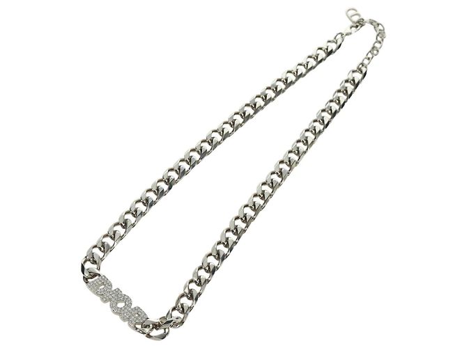 Collana in metallo corsivo Christian Dior Argento Auth LNZ749M - vista 2