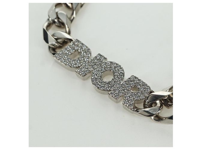 Collana in metallo corsivo Christian Dior Argento Auth LNZ749M - vista 3