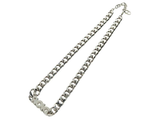 Collana in metallo corsivo Christian Dior Argento Auth LNZ749M - vista 7