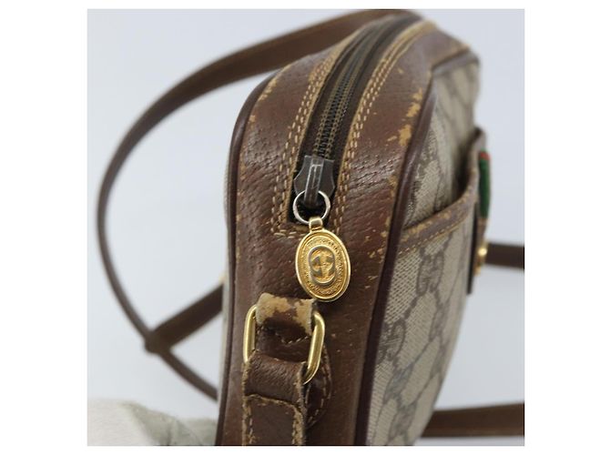 Borsa a Spalla Gucci GG Supreme Web Sherry Line PVC Beige 116 02 089 Auth ka3157 - vista 10