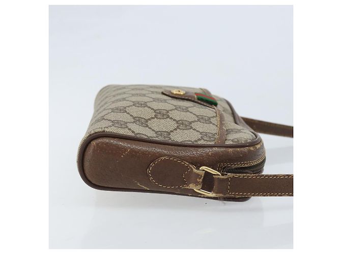 Borsa a Spalla Gucci GG Supreme Web Sherry Line PVC Beige 116 02 089 Auth ka3157 - vista 3