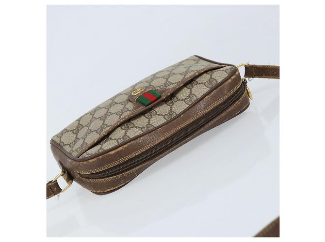 Borsa a Spalla Gucci GG Supreme Web Sherry Line PVC Beige 116 02 089 Auth ka3157 - vista 6