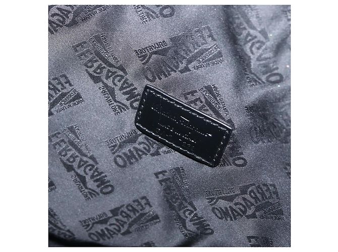 Borsa a mano Salvatore Ferragamo in tela nera e argento autentica bs33983 - vista 12