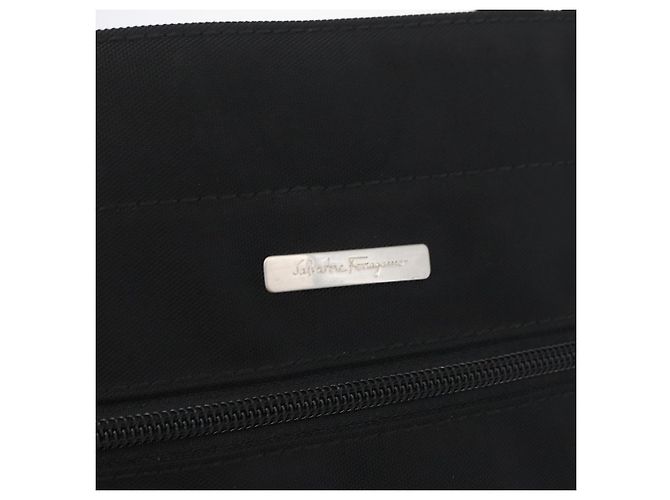 Borsa a mano Salvatore Ferragamo in tela nera e argento autentica bs33983 - vista 17