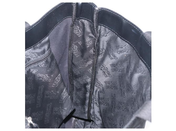 Borsa a mano Salvatore Ferragamo in tela nera e argento autentica bs33983 - vista 18