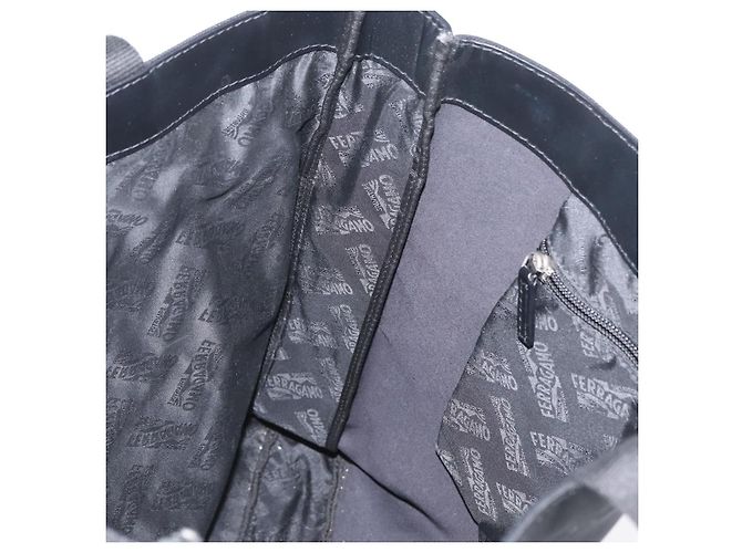 Borsa a mano Salvatore Ferragamo in tela nera e argento autentica bs33983 - vista 19