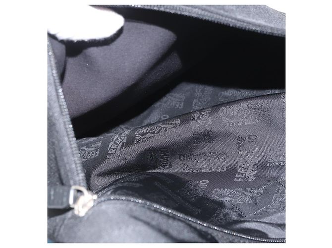 Borsa a mano Salvatore Ferragamo in tela nera e argento autentica bs33983 - vista 22