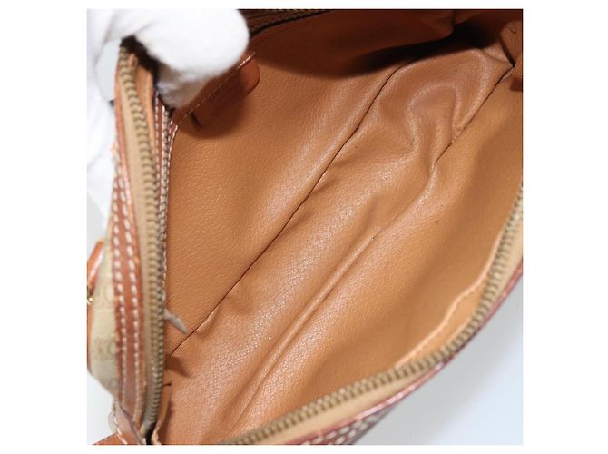 Céline Borsa a Spalla in Tela Macadam CELINE PVC Beige Oro Auth ARZ425 D'oro - vista 10