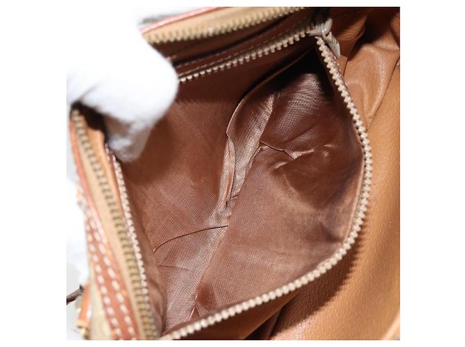 Céline Borsa a Spalla in Tela Macadam CELINE PVC Beige Oro Auth ARZ425 D'oro - vista 11