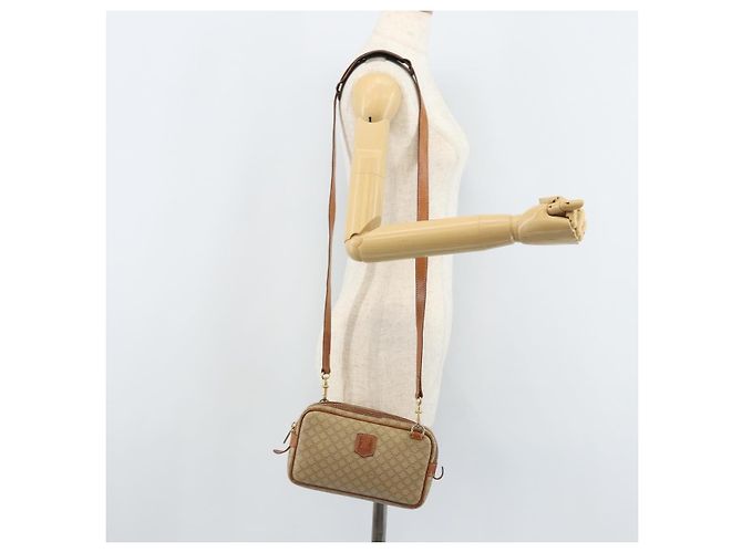 Céline Borsa a Spalla in Tela Macadam CELINE PVC Beige Oro Auth ARZ425 D'oro - vista 24