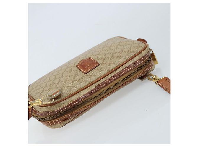 Céline Borsa a Spalla in Tela Macadam CELINE PVC Beige Oro Auth ARZ425 D'oro - vista 6