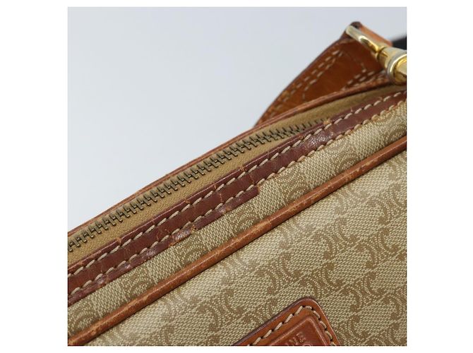 Céline Borsa a Spalla in Tela Macadam CELINE PVC Beige Oro Auth ARZ425 D'oro - vista 9