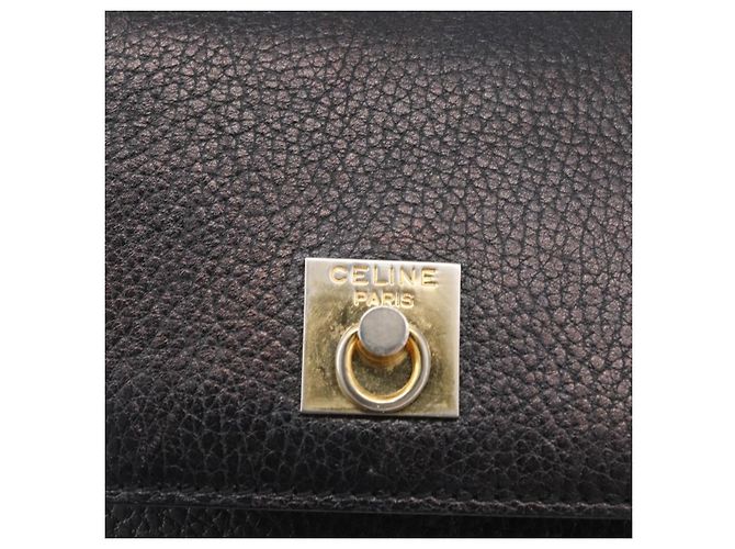Céline Borsa a Spalla CELINE in Pelle Nera Oro Auth 173699 Nero D'oro - vista 17