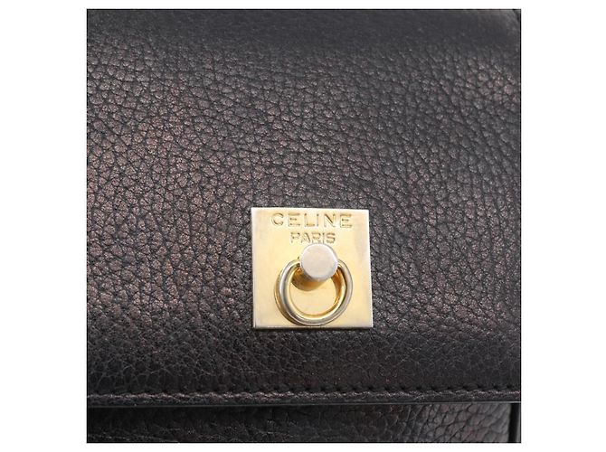 Céline Borsa a Spalla CELINE in Pelle Nera Oro Auth 173699 Nero D'oro - vista 18