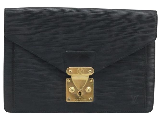 LOUIS VUITTON Epi Serie Dragonne Clutch Bag Nero M52612 LV Auth ka3132 - vista 13