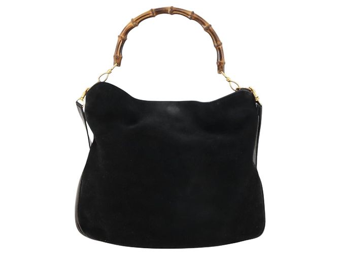 Bamboo Borsa a Spalla GUCCI in Camoscio Nero e Oro 01 1014 1577 Auth ti3727 D'oro - vista 13