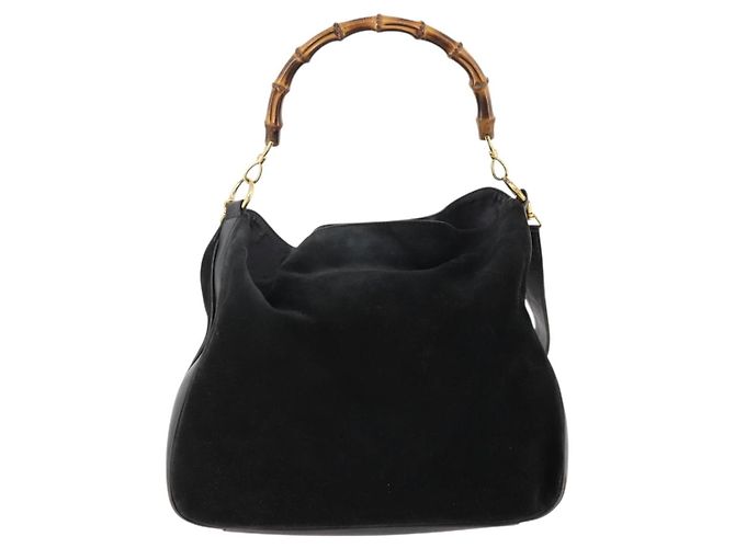 Bamboo Borsa a Spalla GUCCI in Camoscio Nero e Oro 01 1014 1577 Auth ti3727 D'oro - vista 2