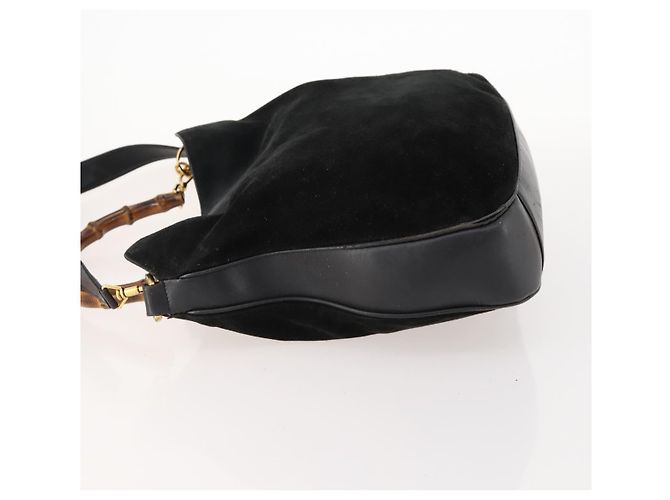 Bamboo Borsa a Spalla GUCCI in Camoscio Nero e Oro 01 1014 1577 Auth ti3727 D'oro - vista 4