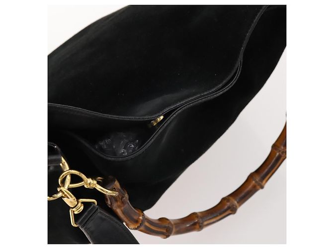 Bamboo Borsa a Spalla GUCCI in Camoscio Nero e Oro 01 1014 1577 Auth ti3727 D'oro - vista 6