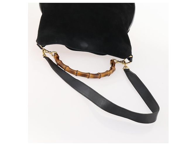 Bamboo Borsa a Spalla GUCCI in Camoscio Nero e Oro 01 1014 1577 Auth ti3727 D'oro - vista 7